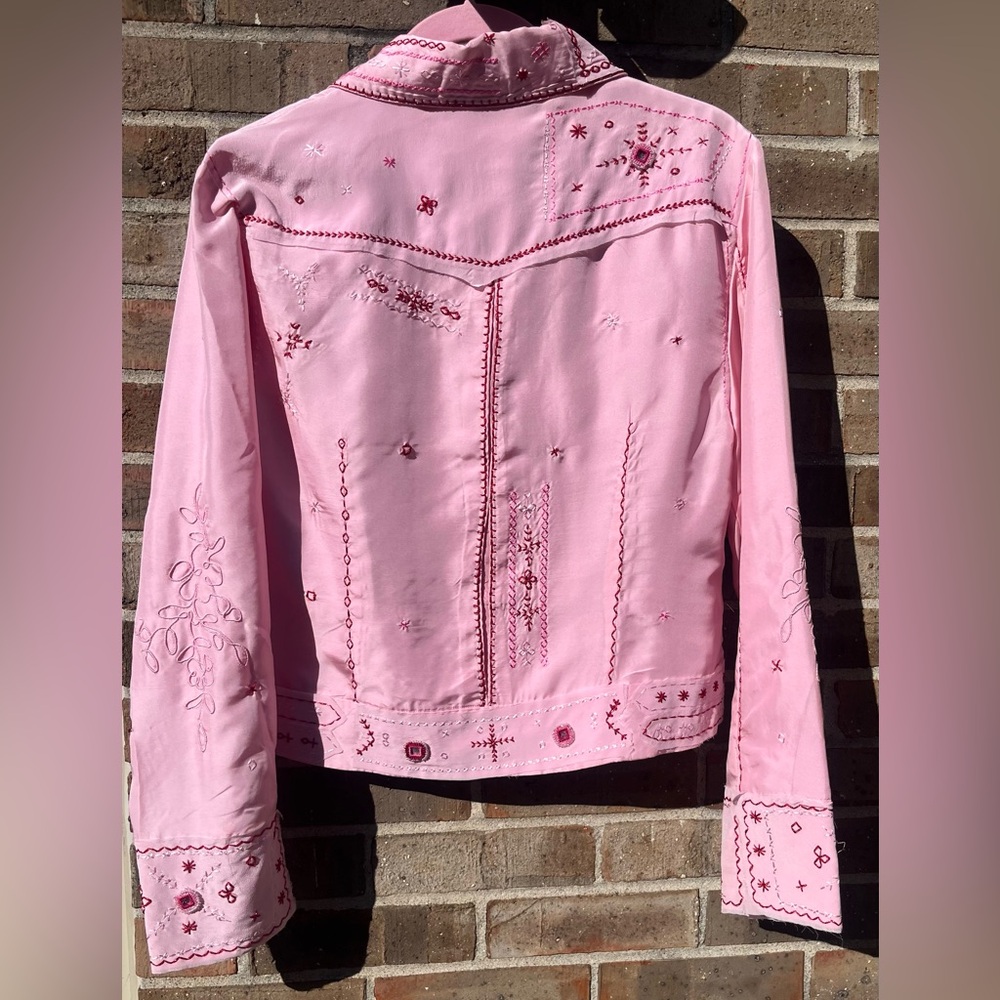 Vintage Silk Jacket Pink, Ebene by Patrick Assuline, Womens Size M, NWT - Picture 3 of 16